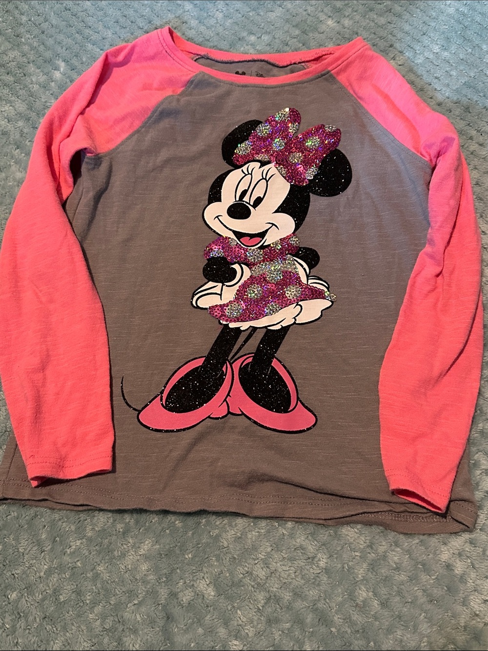 Limited Edition Jumping Beans Disney Girls Minnie Mouse Pink Raglan Top